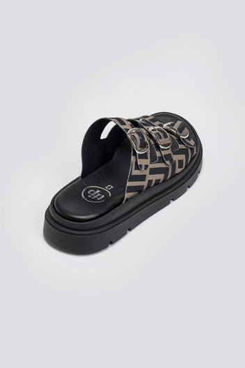 Σανδάλια flatforms υφασμάτινα με τρεις φάσες Tfp - Τάουπε - thefashionproject.gr - TFP