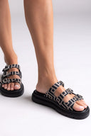 Σανδάλια flatforms υφασμάτινα με τρεις φάσες Tfp - Τάουπε - thefashionproject.gr - TFP