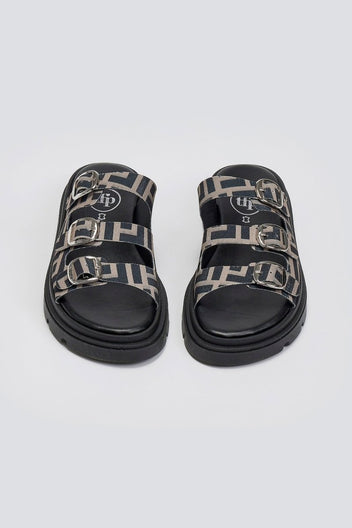 Σανδάλια flatforms υφασμάτινα με τρεις φάσες Tfp - Τάουπε - thefashionproject.gr - TFP