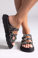 Σανδάλια flatforms υφασμάτινα με τρεις φάσες Tfp - Τάουπε - thefashionproject.gr - TFP