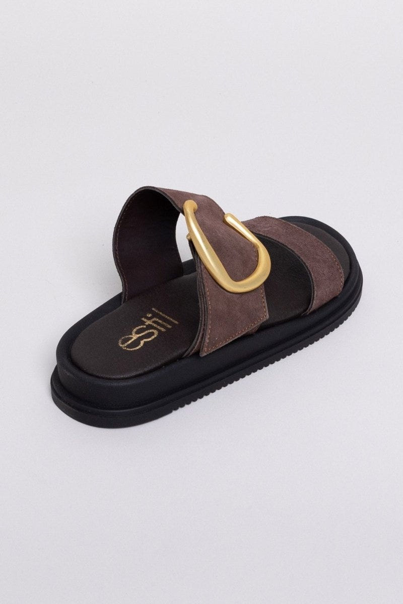 Σανδάλια καστόρινα Estil - Καφέ - thefashionproject.gr - Estil