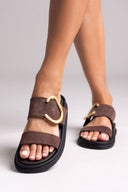 Σανδάλια καστόρινα Estil - Καφέ - thefashionproject.gr - Estil