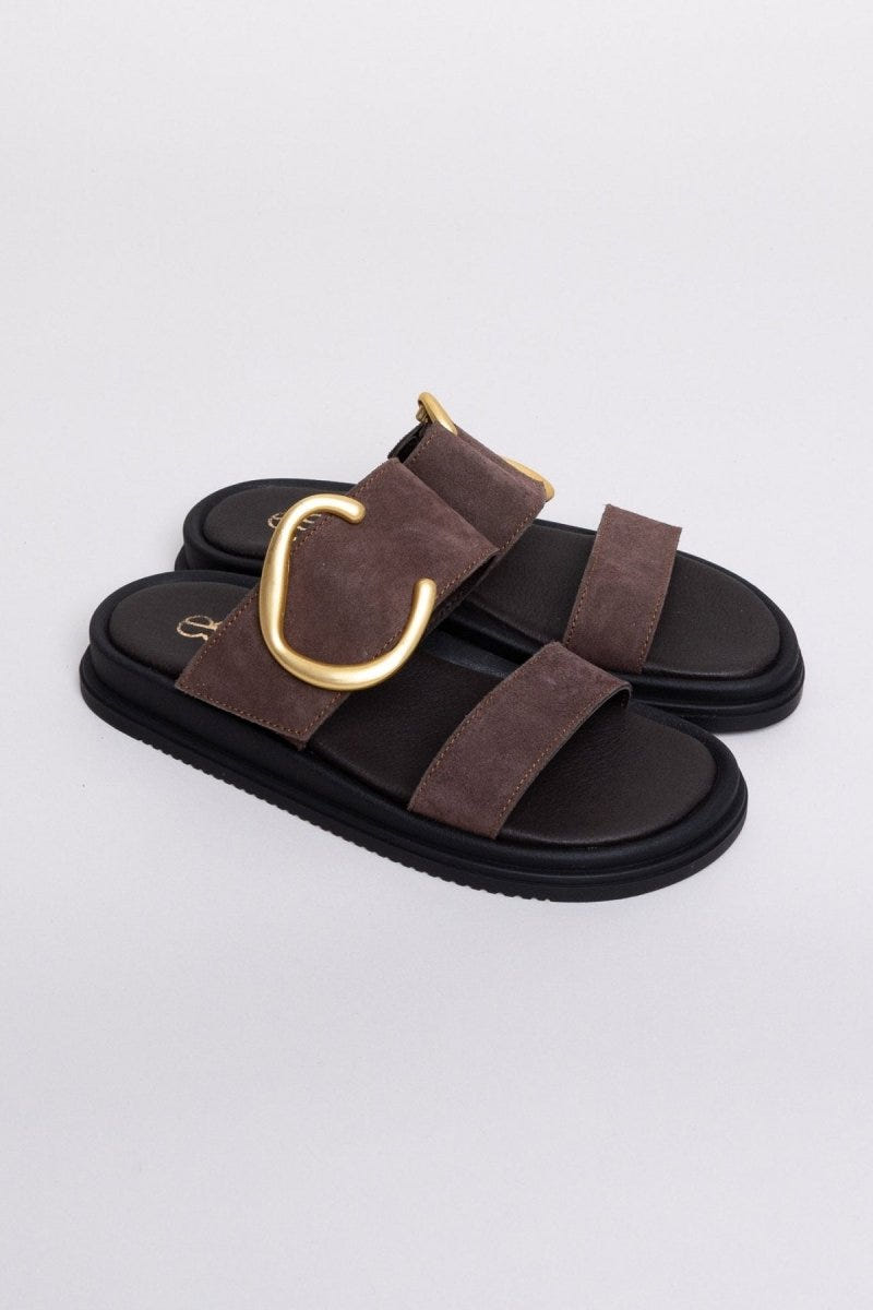 Σανδάλια καστόρινα Estil - Καφέ - thefashionproject.gr - Estil