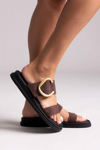 Σανδάλια καστόρινα Estil - Καφέ - thefashionproject.gr - Estil