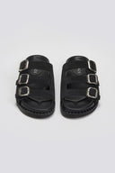 Σανδάλια καστόρινα flatforms με τοκάδες - Μαύρο - thefashionproject.gr - CARAD