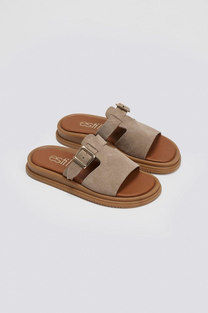 Σανδάλια καστόρινα μα φαρδιά φάσα - Τάουπε - thefashionproject.gr - Estil