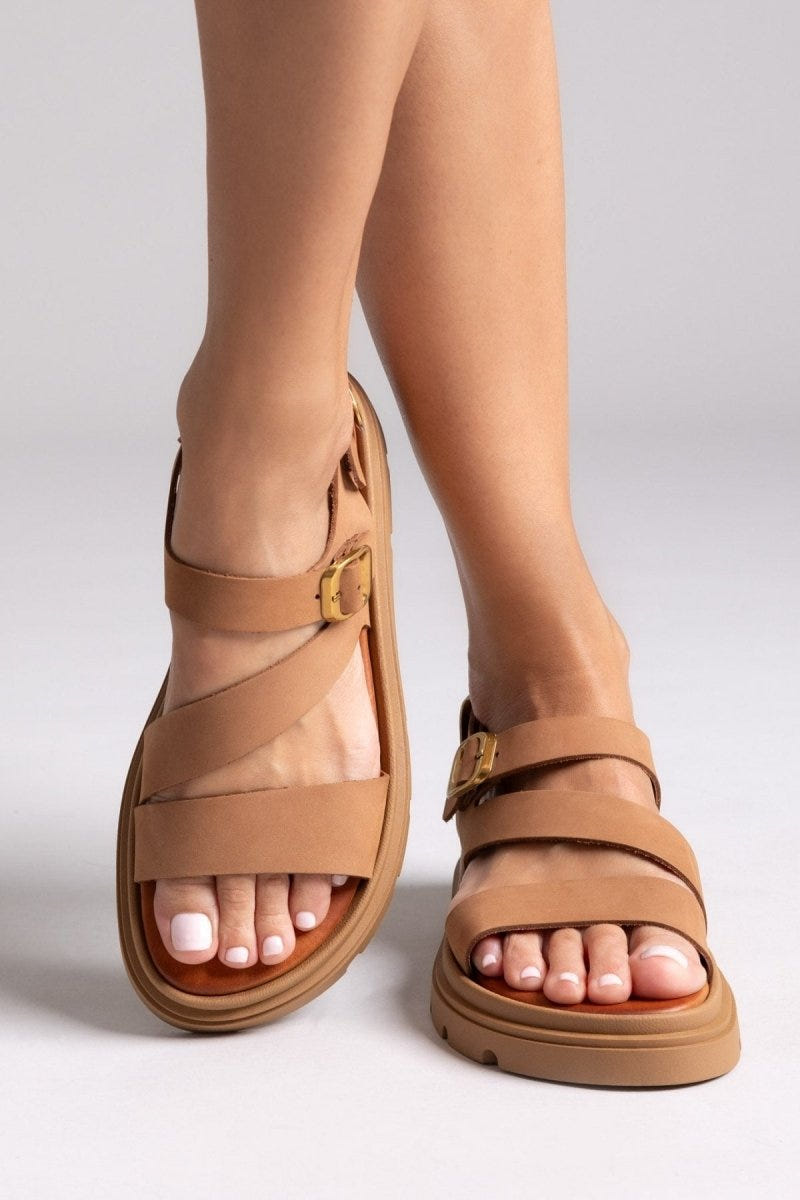 Σανδάλια καστόρινα με δύο τοκάδες Tfp - Ταμπά - thefashionproject.gr - TFP