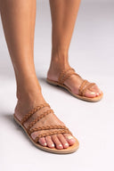 Σανδάλια καστόρινα με κοτσιδάκια Tfp - Μπεζ - thefashionproject.gr - TFP