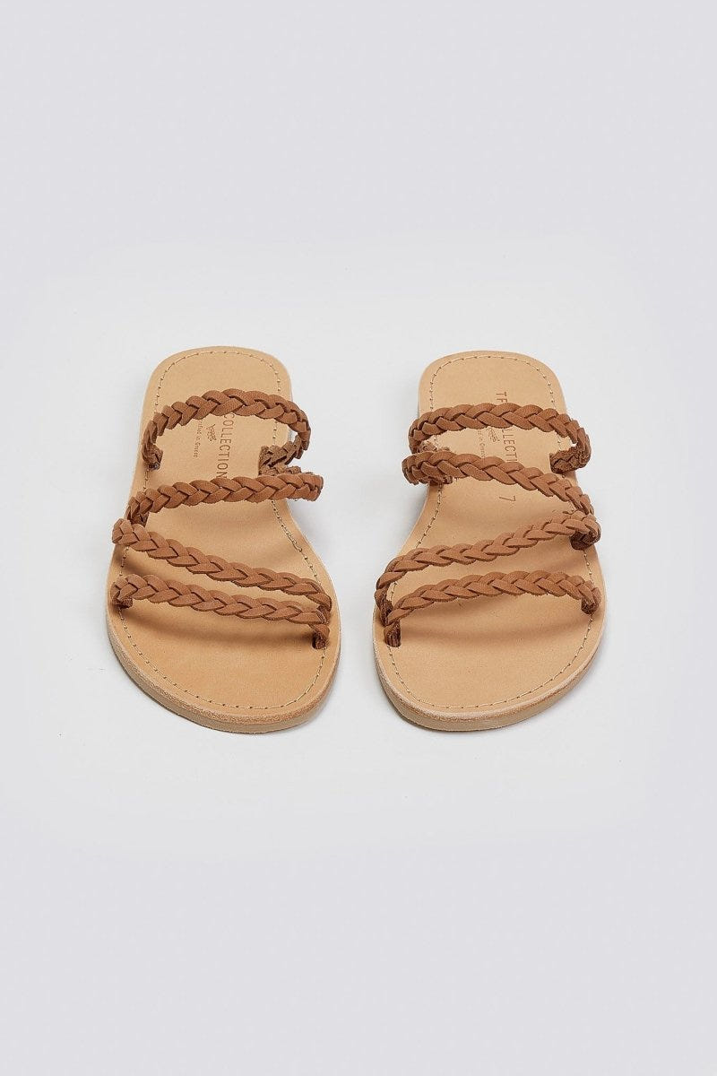 Σανδάλια καστόρινα με κοτσιδάκια Tfp - Μπεζ - thefashionproject.gr - TFP