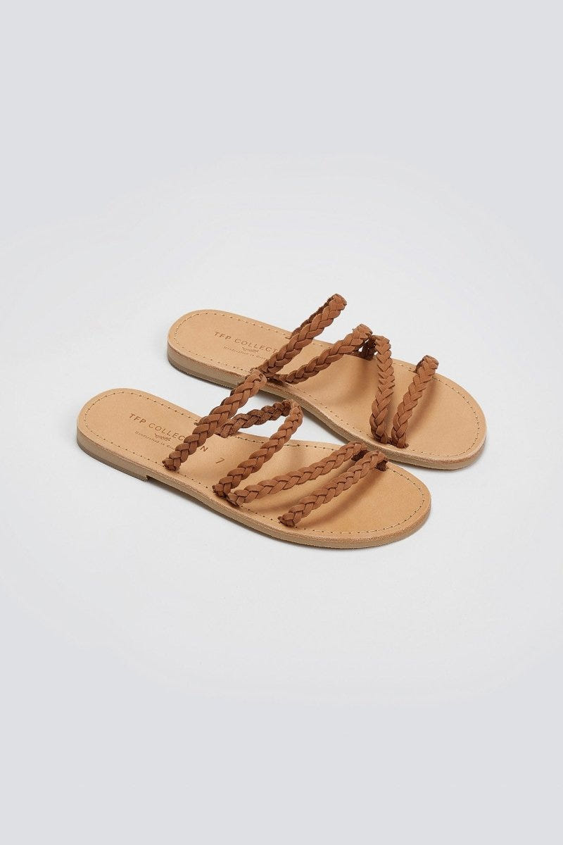 Σανδάλια καστόρινα με κοτσιδάκια Tfp - Μπεζ - thefashionproject.gr - TFP