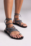 Σανδάλια καστόρινα με lace - up δέσιμο Tfp - Ανθρακί - thefashionproject.gr - TFP