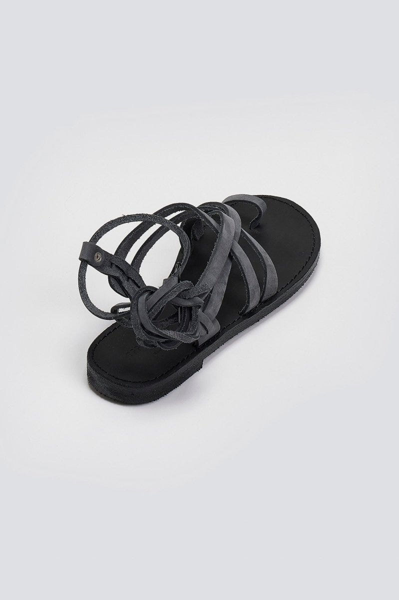 Σανδάλια καστόρινα με lace - up δέσιμο Tfp - Ανθρακί - thefashionproject.gr - TFP