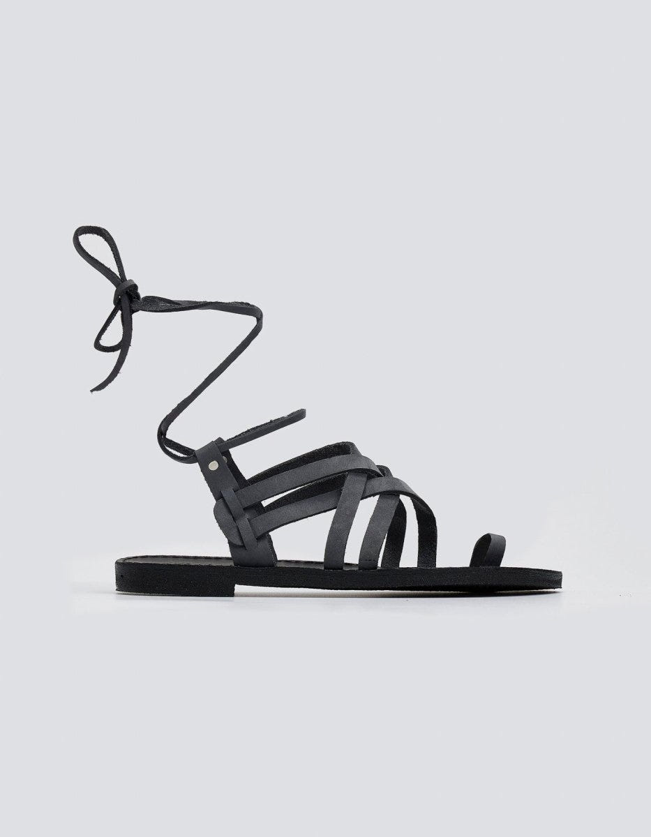 Σανδάλια καστόρινα με lace - up δέσιμο Tfp - Ανθρακί - thefashionproject.gr - TFP