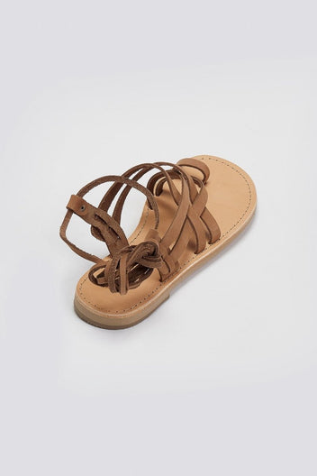 Σανδάλια καστόρινα με lace - up δέσιμο Tfp - Καφέ - thefashionproject.gr - TFP