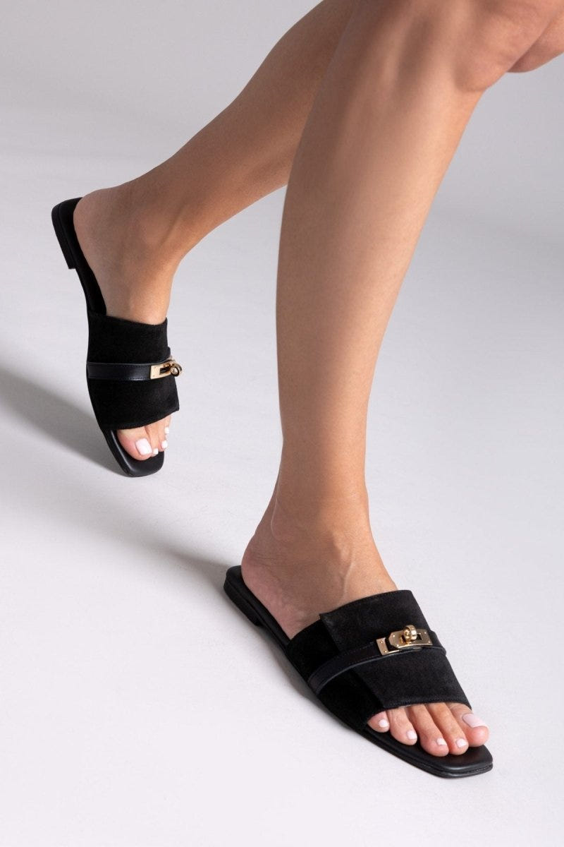 Σανδάλια καστόρινα με λουράκι Iris Sandals - Μαύρο - thefashionproject.gr - IRIS