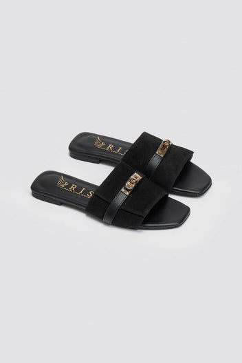 Σανδάλια καστόρινα με λουράκι Iris Sandals - Μαύρο - thefashionproject.gr - IRIS