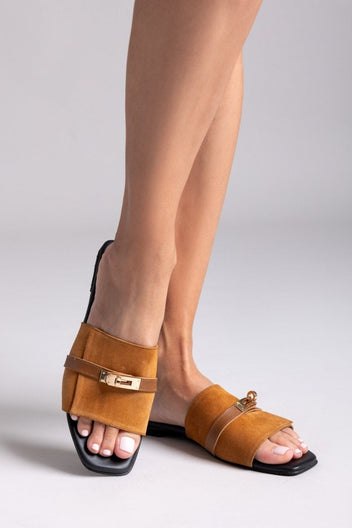 Σανδάλια καστόρινα με λουράκι Iris Sandals - Ταμπά - thefashionproject.gr - IRIS