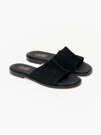 Σανδάλια καστόρινα με ραφή estil - Μαύρο - thefashionproject.gr - Estil