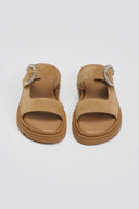 Σανδάλια καστόρινα με στρας τοκά Tfp - Μπεζ - thefashionproject.gr - TFP