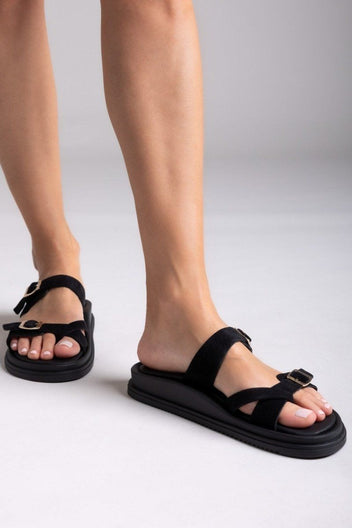 Σανδάλια καστόρινα με τοκάδες Estil - Μαύρο - thefashionproject.gr - Estil