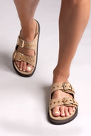 Σανδάλια καστόρινα με τοκάδες Take me - Μπεζ - thefashionproject.gr - Take me