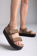 Σανδάλια καστόρινα με velcro ATENEO - Τάουπε - thefashionproject.gr - ATENEO