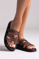 Σανδάλια καστόρινα με velcro Estil - Καφέ - thefashionproject.gr - Estil