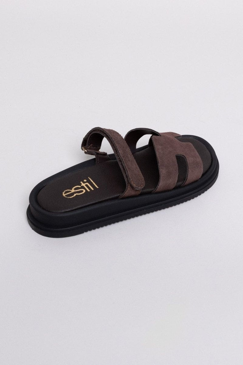 Σανδάλια καστόρινα με velcro Estil - Καφέ - thefashionproject.gr - Estil