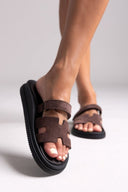 Σανδάλια καστόρινα με velcro Estil - Καφέ - thefashionproject.gr - Estil