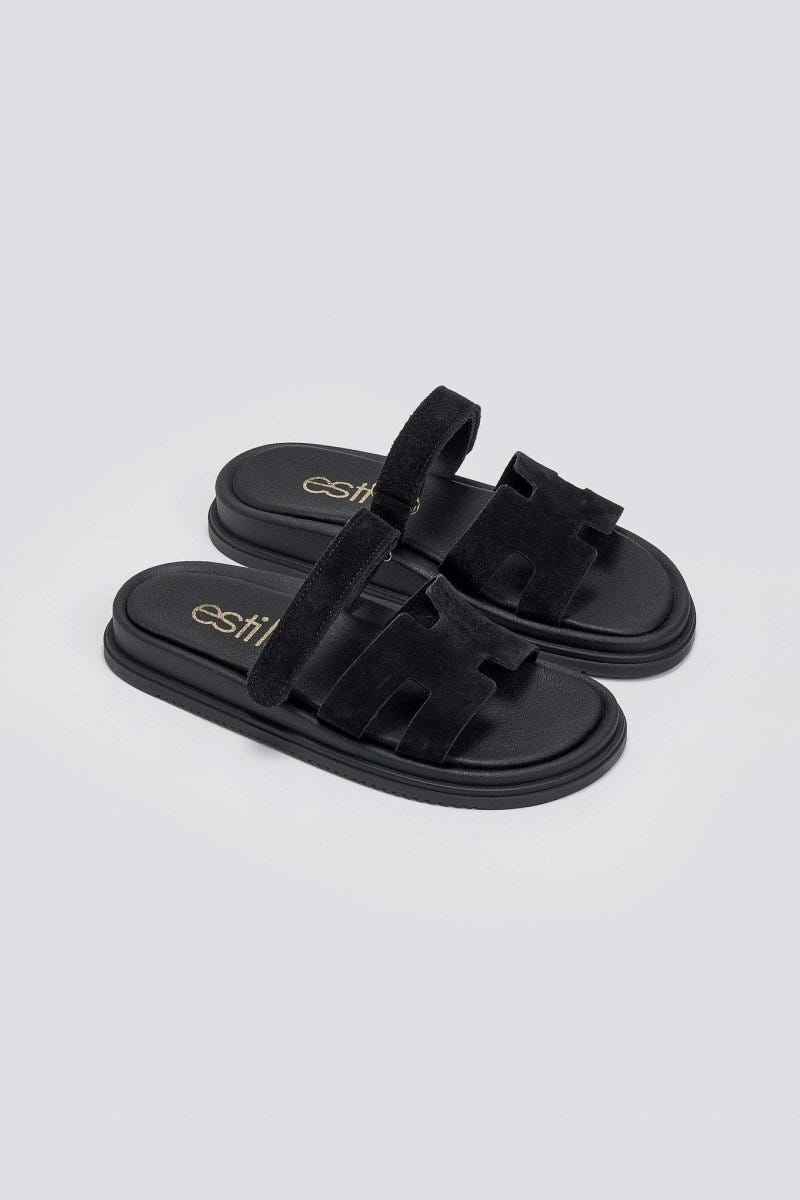 Σανδάλια καστόρινα με velcro Estil - Μαύρο - thefashionproject.gr - Estil