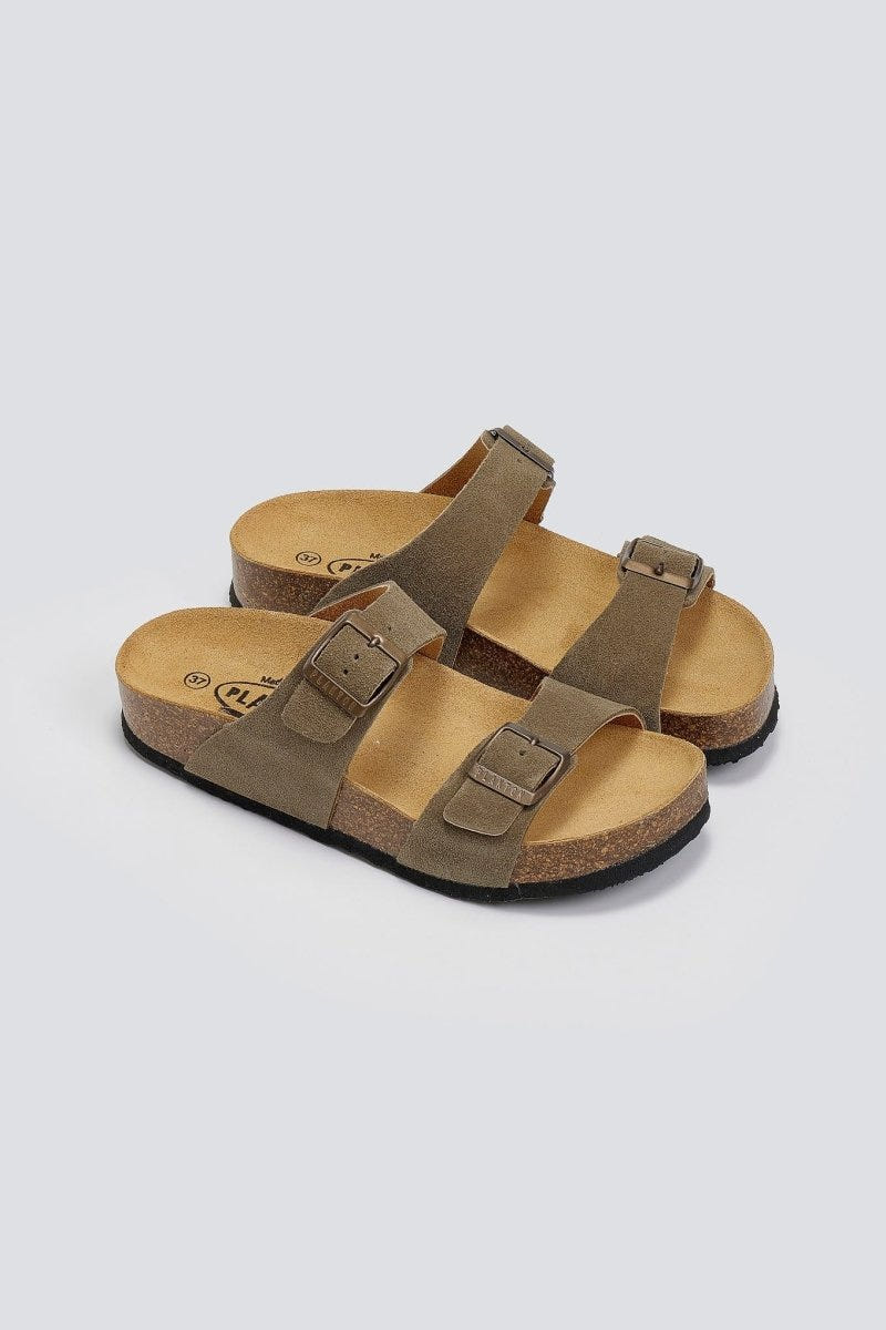 Σανδάλια καστόρινα Plakton 345646 - Χακί - thefashionproject.gr - Plakton