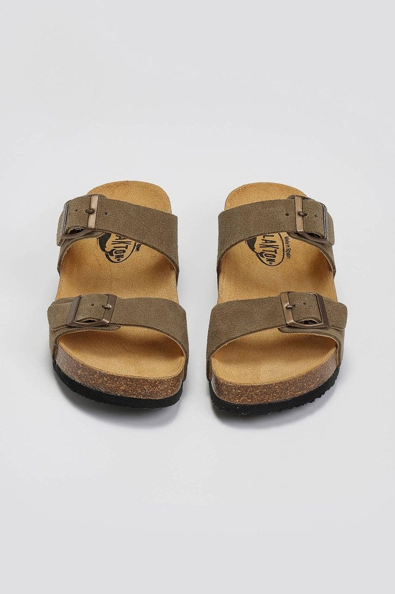 Σανδάλια καστόρινα Plakton 345646 - Χακί - thefashionproject.gr - Plakton