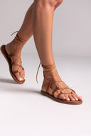 Σανδάλια lace up δερμάτινα Iris sandals - Ταμπά - thefashionproject.gr - IRIS