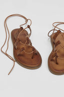 Σανδάλια lace up δερμάτινα Iris sandals - Ταμπά - thefashionproject.gr - IRIS