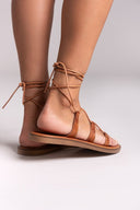 Σανδάλια lace up δερμάτινα Iris sandals - Ταμπά - thefashionproject.gr - IRIS