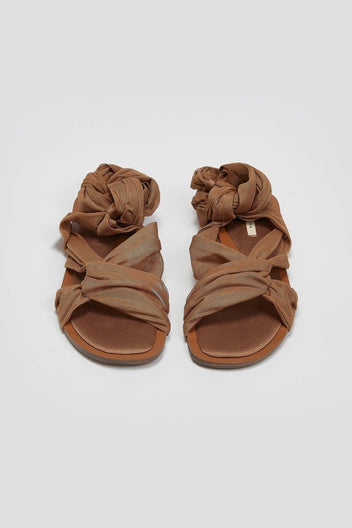 Σανδάλια lace up με κόμπο Corina - Κάμελ - thefashionproject.gr - CORINA