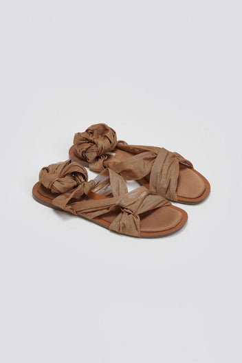 Σανδάλια lace up με κόμπο Corina - Κάμελ - thefashionproject.gr - CORINA