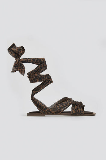 Σανδάλια lace up με κόμπο Corina - Leopard - thefashionproject.gr - CORINA