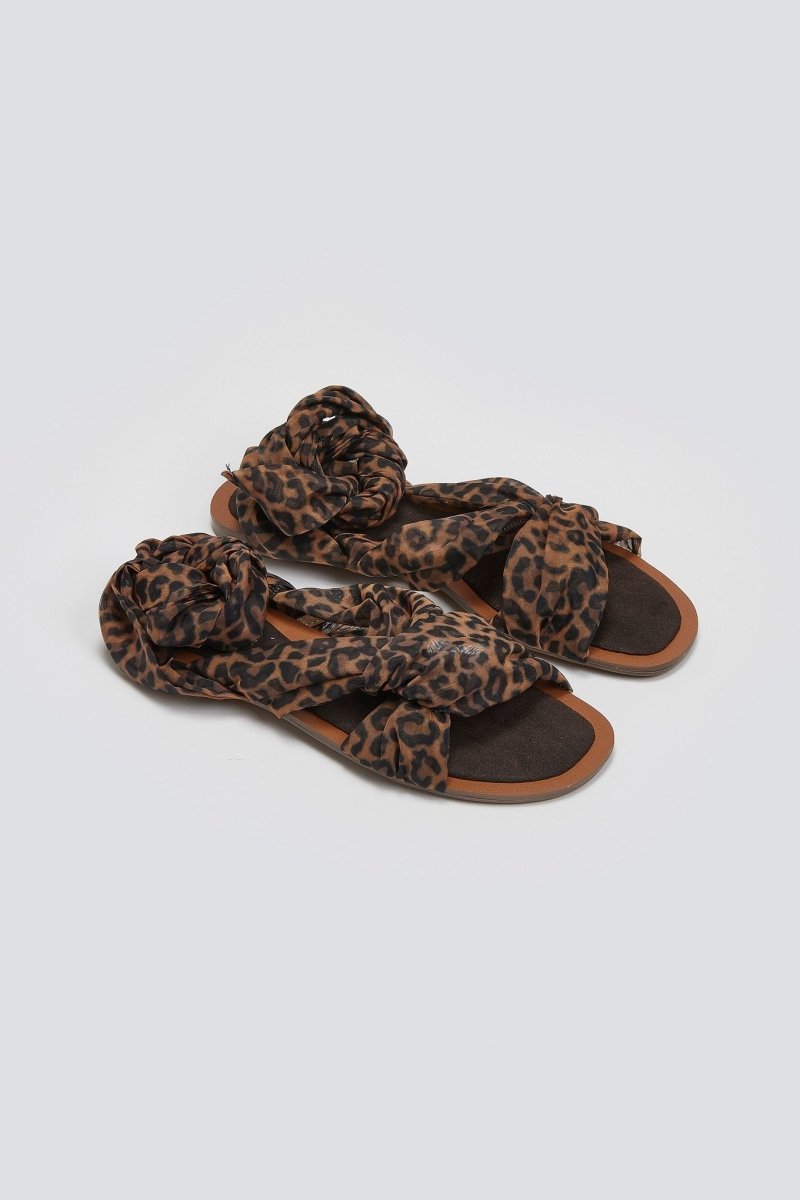 Σανδάλια lace up με κόμπο Corina - Leopard - thefashionproject.gr - CORINA