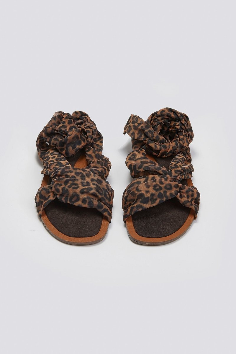 Σανδάλια lace up με κόμπο Corina - Leopard - thefashionproject.gr - CORINA