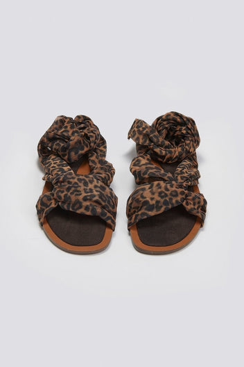 Σανδάλια lace up με κόμπο Corina - Leopard - thefashionproject.gr - CORINA