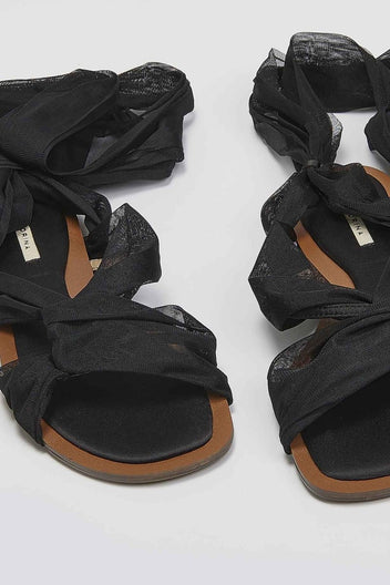 Σανδάλια lace up με κόμπο Corina - Μαύρο - thefashionproject.gr - CORINA
