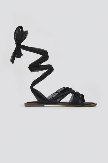 Σανδάλια lace up με κόμπο Corina - Μαύρο - thefashionproject.gr - CORINA