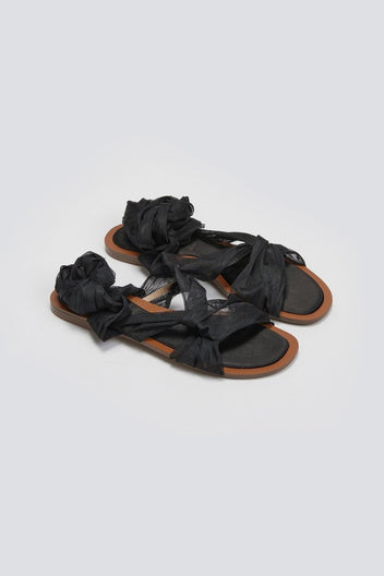 Σανδάλια lace up με κόμπο Corina - Μαύρο - thefashionproject.gr - CORINA