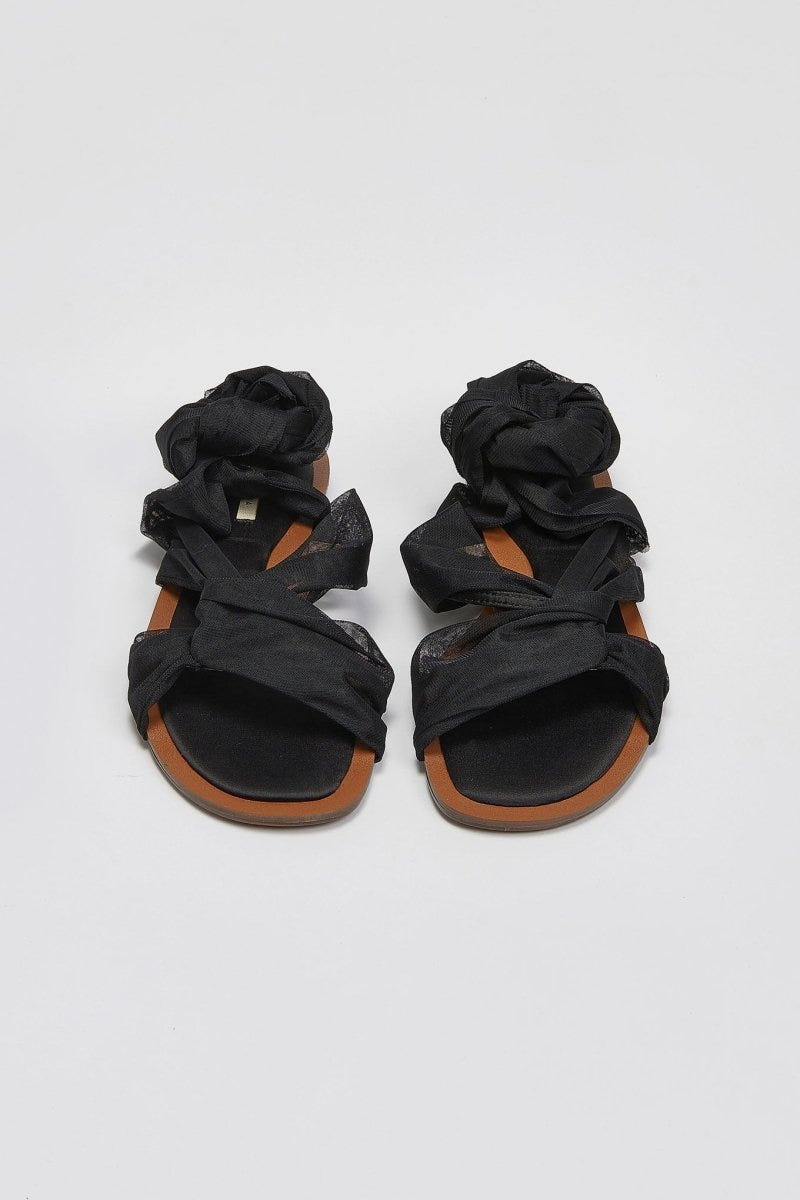 Σανδάλια lace up με κόμπο Corina - Μαύρο - thefashionproject.gr - CORINA