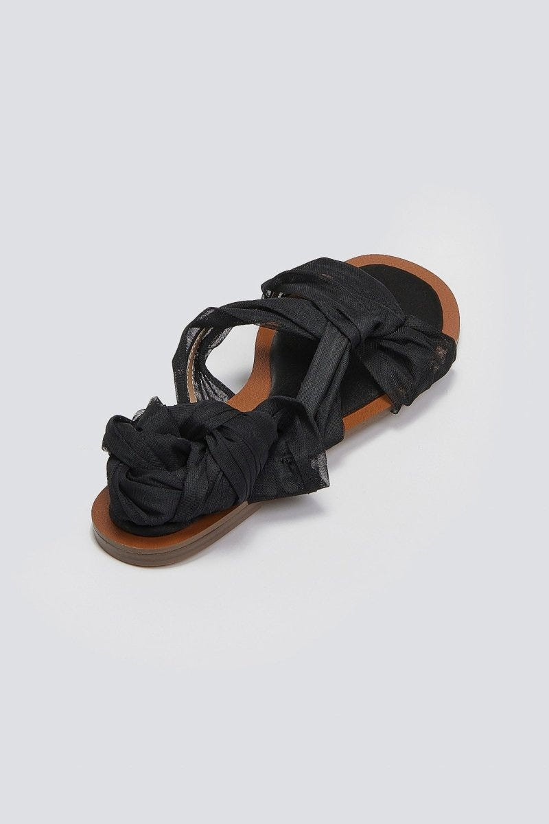 Σανδάλια lace up με κόμπο Corina - Μαύρο - thefashionproject.gr - CORINA