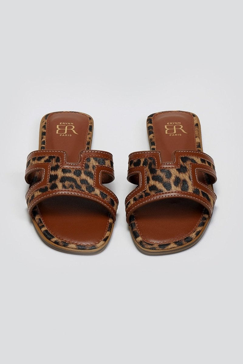 Σανδάλια με ανοίγματα στη φάσα ERYNN - Leopard - thefashionproject.gr - ERYNN