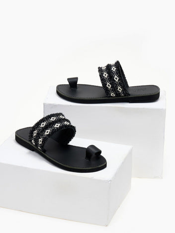 Σανδάλια με boho φάσα Estil - Μαύρο - thefashionproject.gr - Estil