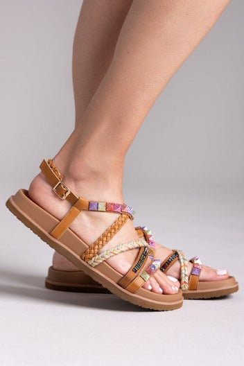 Σανδάλια με boho λουράκια ERYNN - Κάμελ - thefashionproject.gr - ERYNN