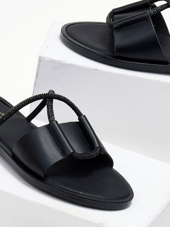 Σανδάλια με crossover στρας Estil - Μαύρο - thefashionproject.gr - Estil